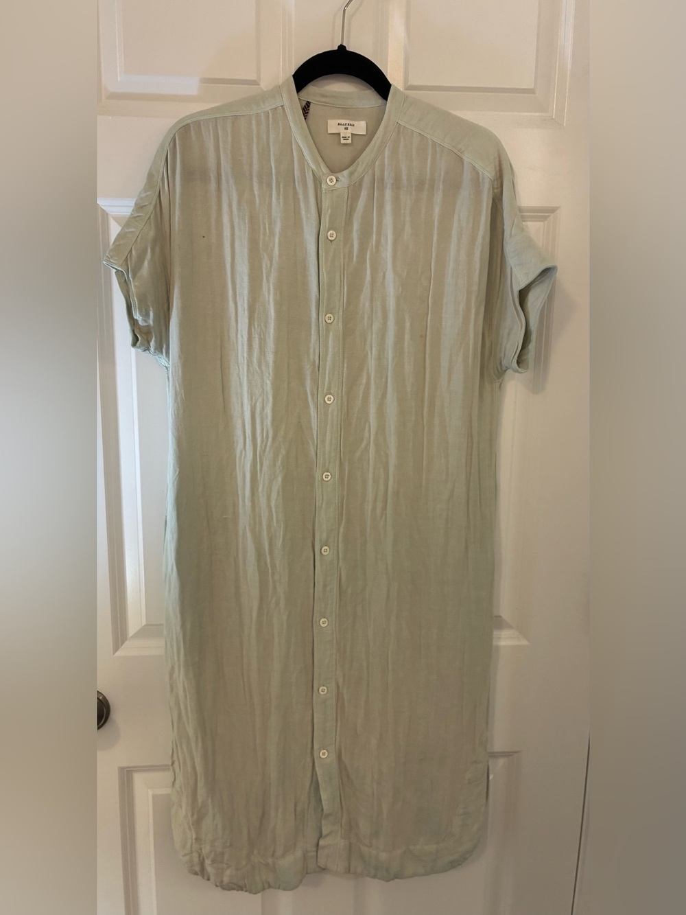 Billy Reid Celery Green Cotton Linen Blend Gauze Shift Dress XS